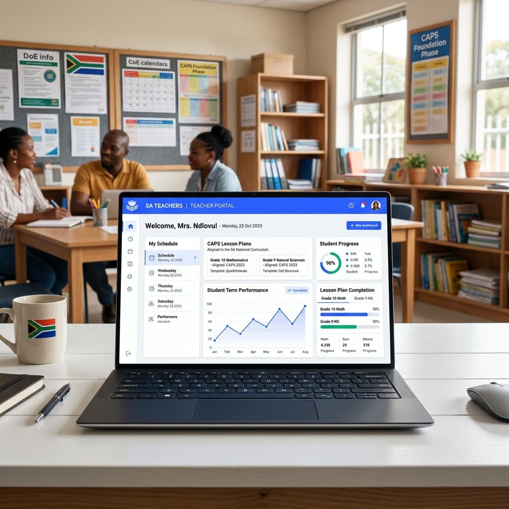 Teacher using SA Teachers platform